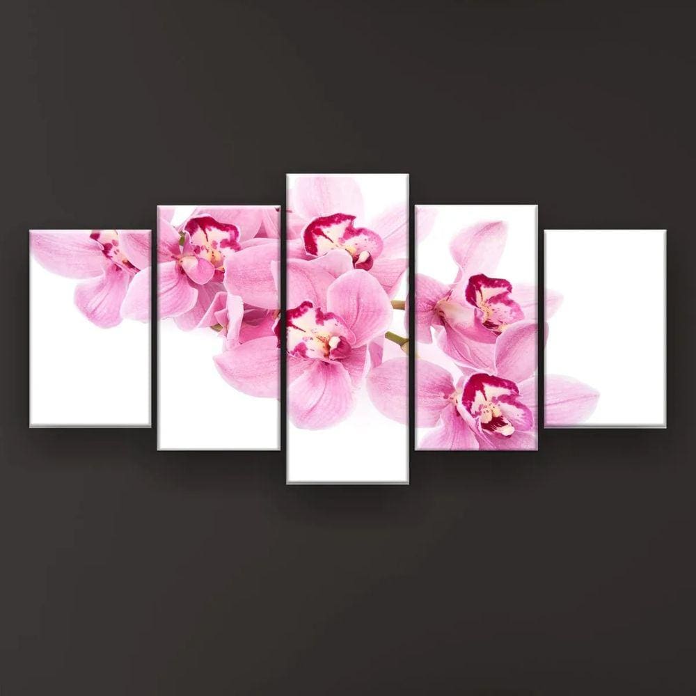 Quadro Decorativo Orquídeas Rosa Claro 129x61 Sala Quarto