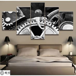 Quadro Decorativo Charlie Chaplin 5 peças 130x65 cm em tecid