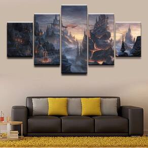 Quadro Decorativos Dragão com 5 peças 130x65 2