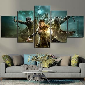 Quadro Decorativos Elder Scrolls com 5 peças 130x65