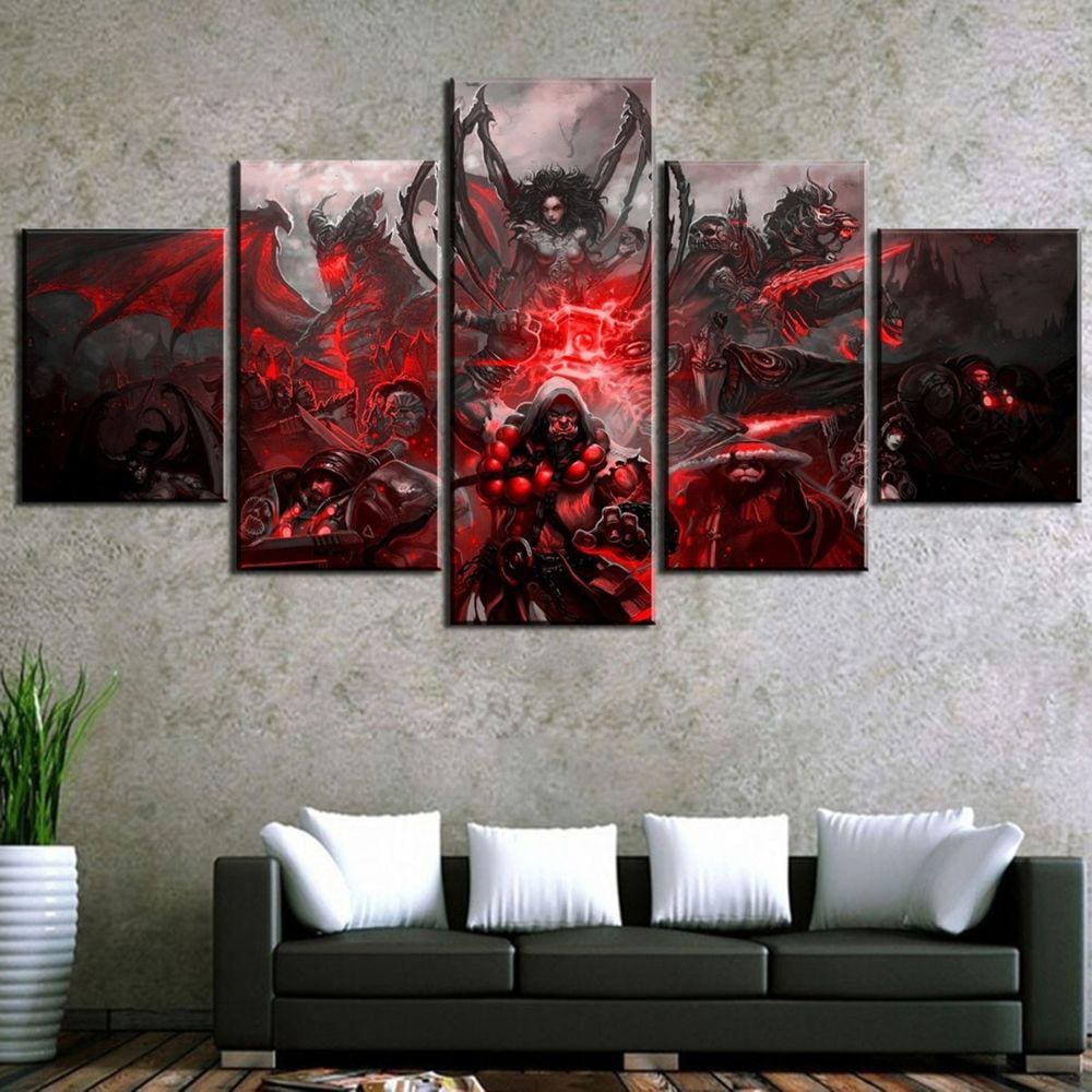 Quadro Decorativos Warcraft com 5 peças 130x65 6