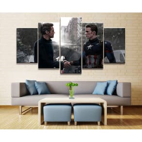 Quadro Decorativo Avengers 5 peças 130x65 cm em tecido