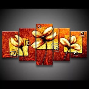 Quadro Decorativo 129x63 Sala Quarto Abstrato Flores Quentes