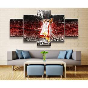 Quadro Decorativo LeBron-James 5 peças 130x65 cm em tecido