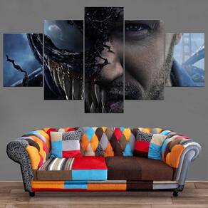 Quadro Decorativo Filme Venom 5 peças 130x65 cm em tecido