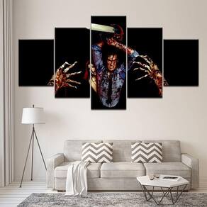 Quadro Decorativo filme terror 5 peças 130x65 cm em tecido