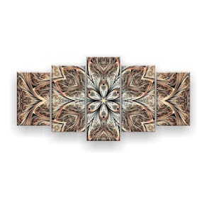 Quadro Decorativo Flor Simétrica Ma. 5 Pc 129x61 Sala Quarto