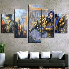 Quadro Decorativos Warcraft com 5 peças 130x65 9
