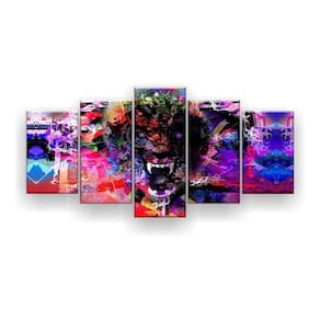 Quadro Decorativo Lobo Digital Psicodélico 129x61 Sala