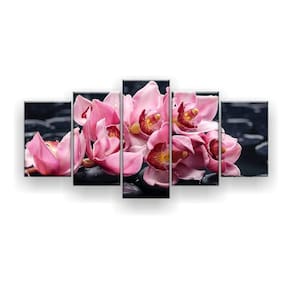 Quadro Decorativo Orquídea Fundo Preto 129x61 Sala Quarto