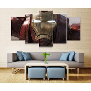 Quadro Decorativo Iron man 5 peças 130x65 cm em tecido