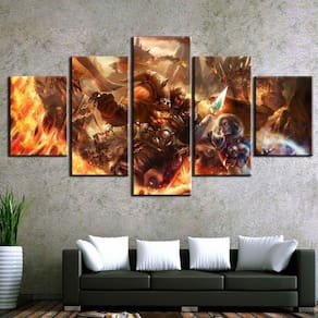 Quadro Decorativos World-of-Warcraft com 5 peças 130x65