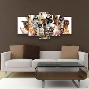 Quadro Decorativo Cães E Gatos Pets Hd 129x61 Quarto Sala