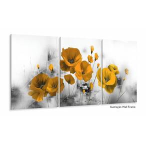 Quadro Decorativo Flores Laranja 120x60 3 peças