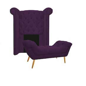 Cabeceira E Calçadeira Veneza 100 Cm Solteiro Suede Roxo