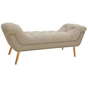 Calçadeira Estofada 140 Cm Casal Corano Bege