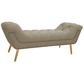 Calçadeira Estofada 140 Cm Casal Linho Bege