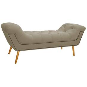 Calçadeira Estofada 160cm Queen Size Linho Bege