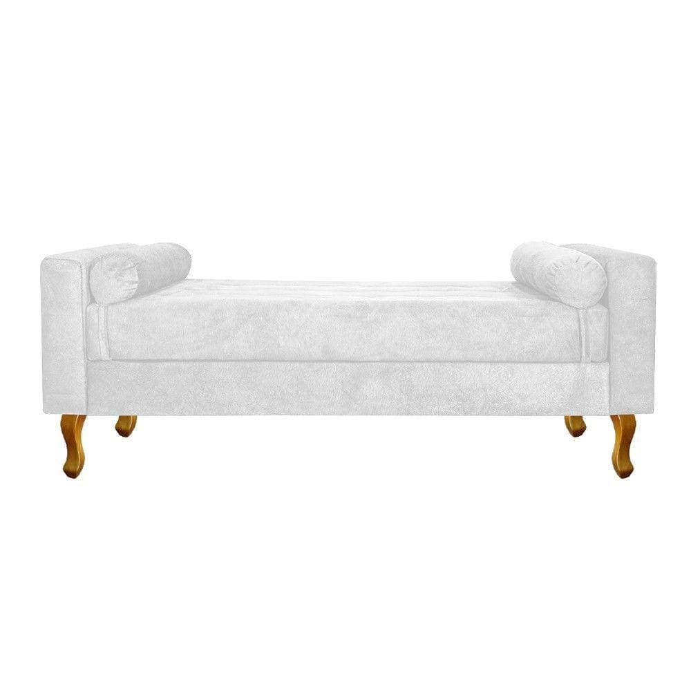 Recamier Baú Félix Solteiro 100cm Suede Branco