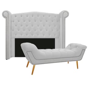 Cabeceira e Calçadeira Veneza 140 Cm Casal Corano Branco