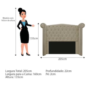 Cabeceira E Calçadeira Veneza 160 Cm Queen Size Linho Bege