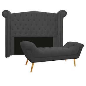 Cabeceira E Calçadeira Veneza 160 Cm Queen Size Corano Cinza