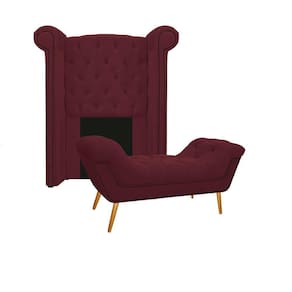 Cabeceira E Calçadeira Veneza 100 Cm Solteiro Suede Bordô