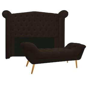 Cabeceira E Calçadeira Veneza 160Cm Queen Size Corano Marrom