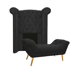 Cabeceira E Calçadeira Veneza 100 Cm Solteiro Suede Preto