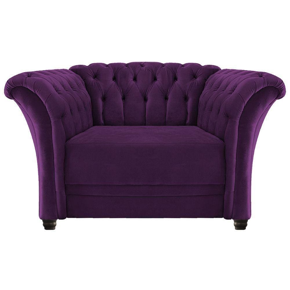 Poltrona Decorativa Chesterfield Sofia Suede Roxo