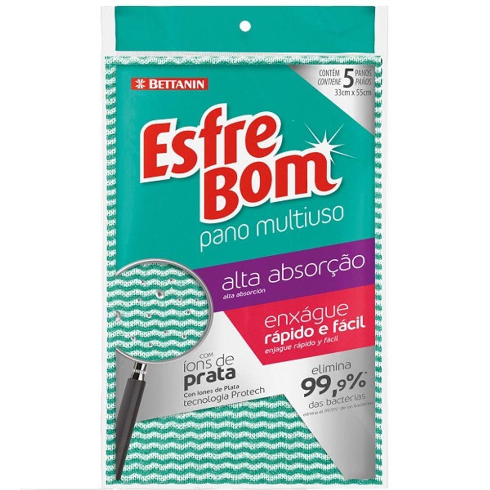 Pano Multiuso Antibacteriano Verde Esfrebom ALTA Absorção 5 Unidades 49057