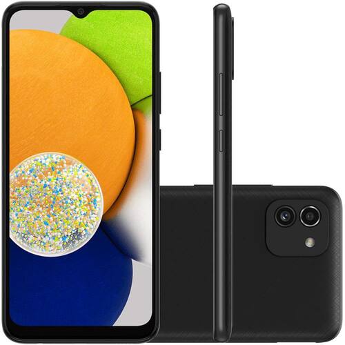 imagem-Celular Samsung Galaxy A03 Preto 64GB Tela 6.5" 4GB RAM Câmera Dupla 48MP + 2MP