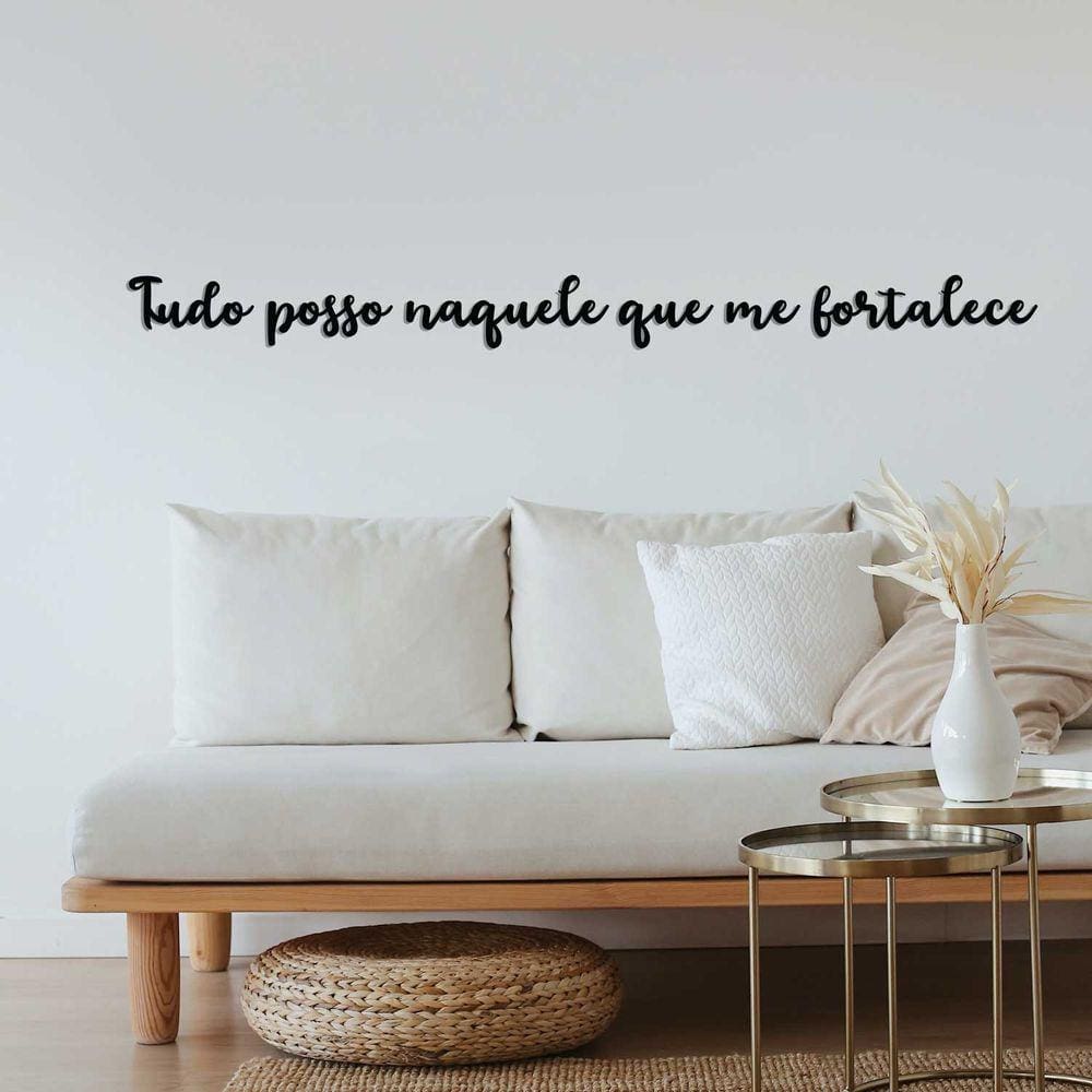 Aplique de Parede Tudo posso naquele que me fortalece em MDF