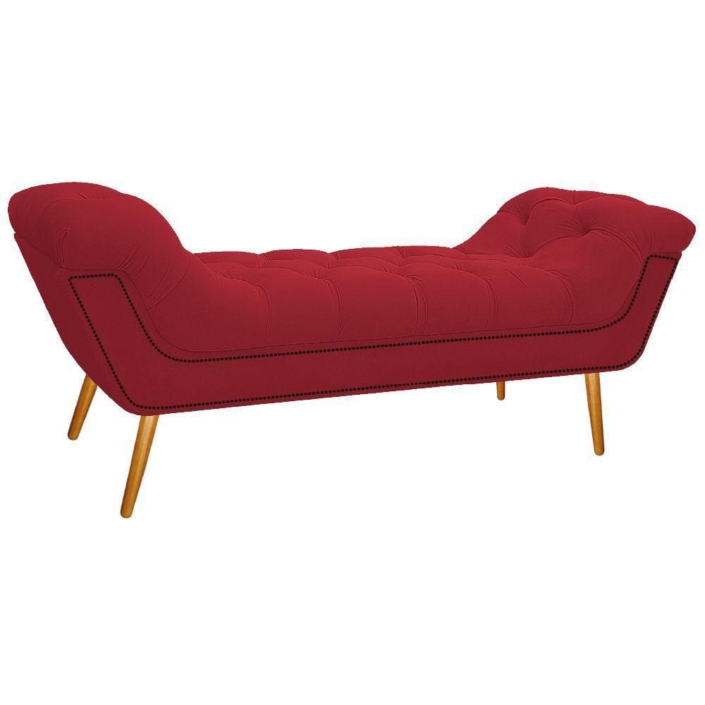 Calçadeira Estofada 140 Cm Casal Suede Vermelho