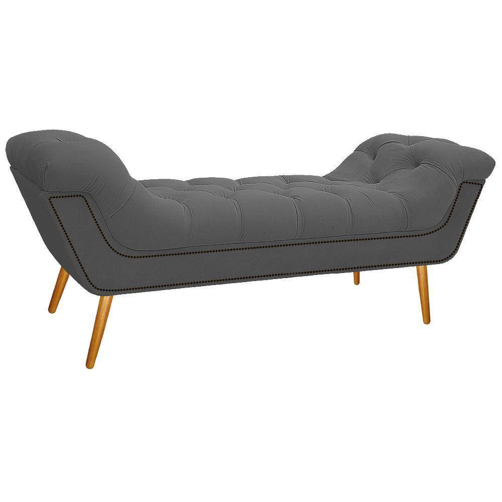 Calçadeira Estofada 140 Cm Casal Suede Cinza