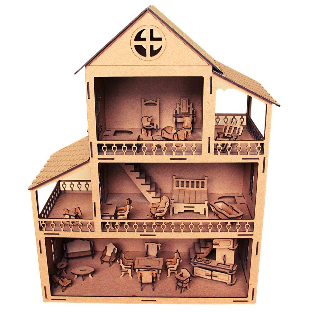 Casa Casinha Para Barbie/polly/lol Grande 80cm+ 25 Móveis