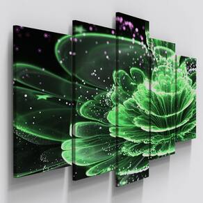 Quadros Decorativos Flor Verde Digital Sala Quarto