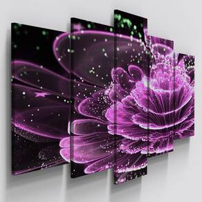 Quadros Decorativos Flor Roxo Digital Sala Quarto