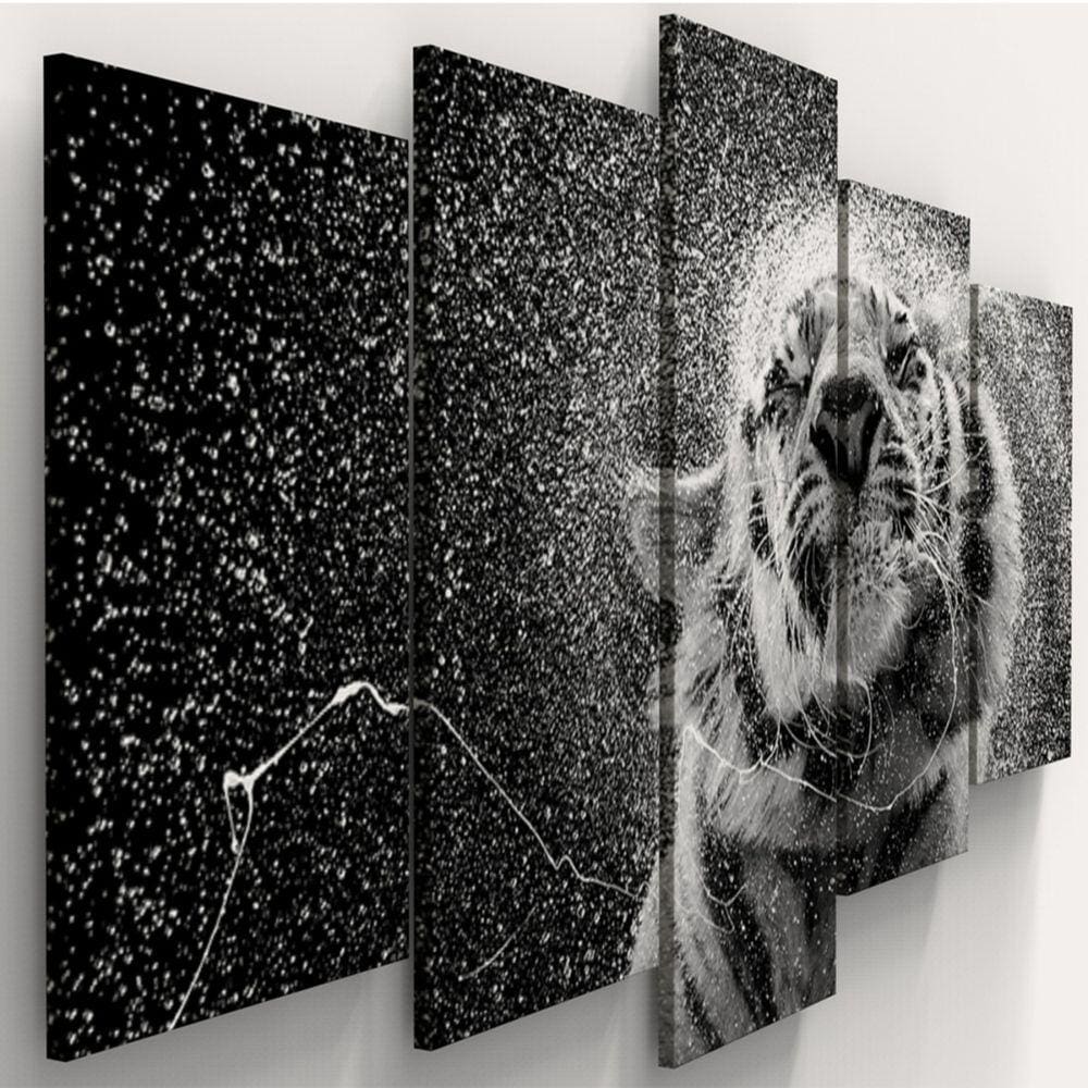 Quadros Decorativos Tigre Preto Branco Sala Quarto