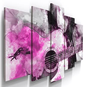 Quadros Decorativos Violão Rosa Musical Sala Quarto