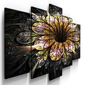 Quadros Decorativos Flor Laranja Digital Sala