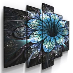 Quadros Decorativos Flor Azul Digital Sala Quarto 4