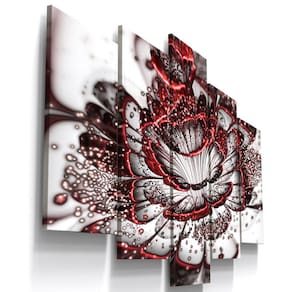 Quadros Decorativos Flor Digital Vermelho Sala