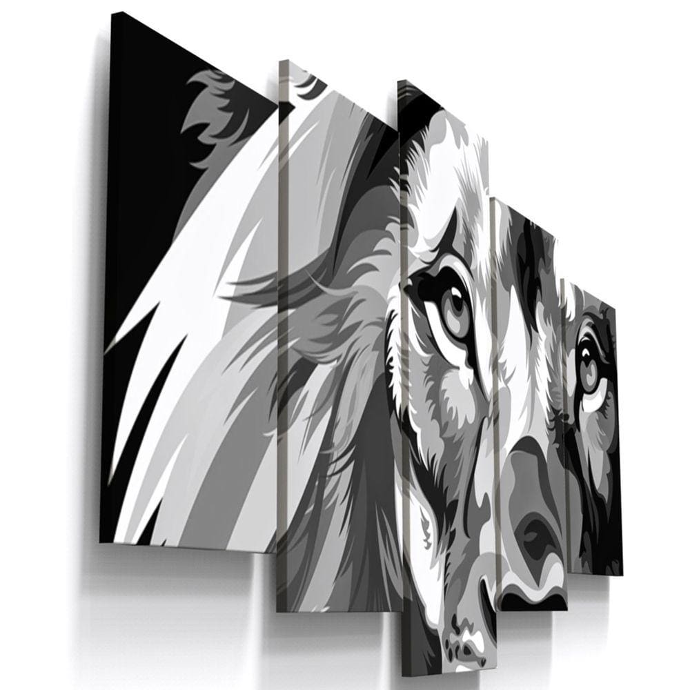 Quadros Decorativos Leão Abstrato Sala QU