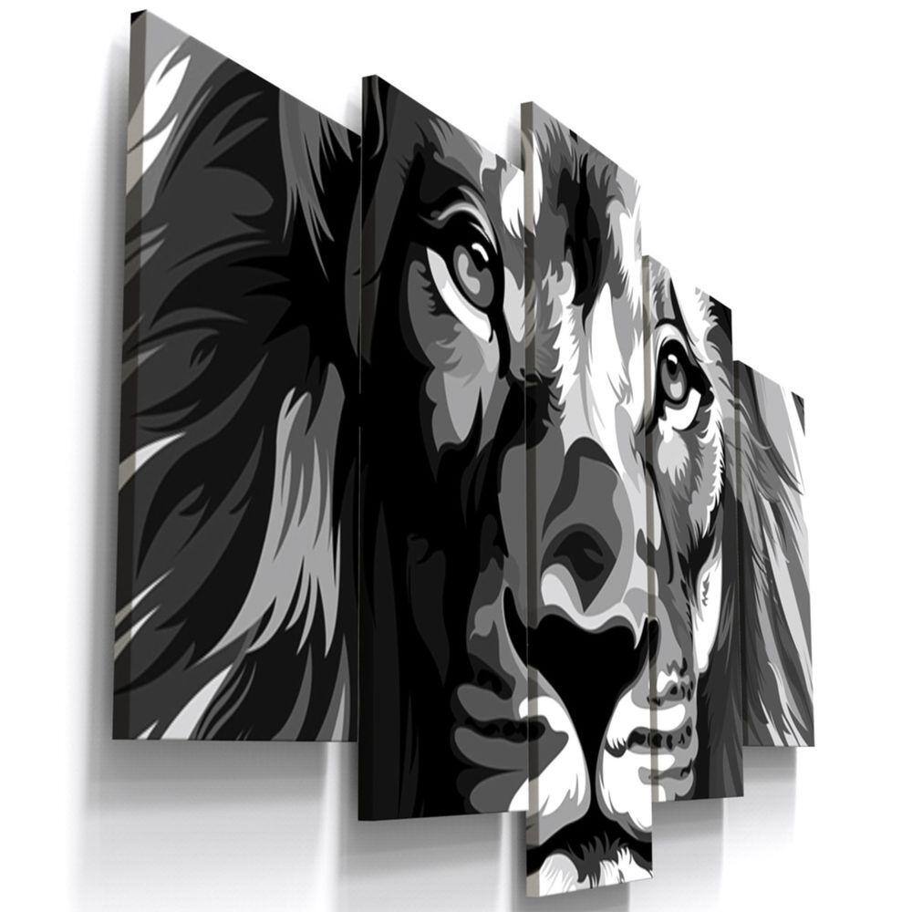 Quadros Decorativos Leão Preto Branco Sala Escritório