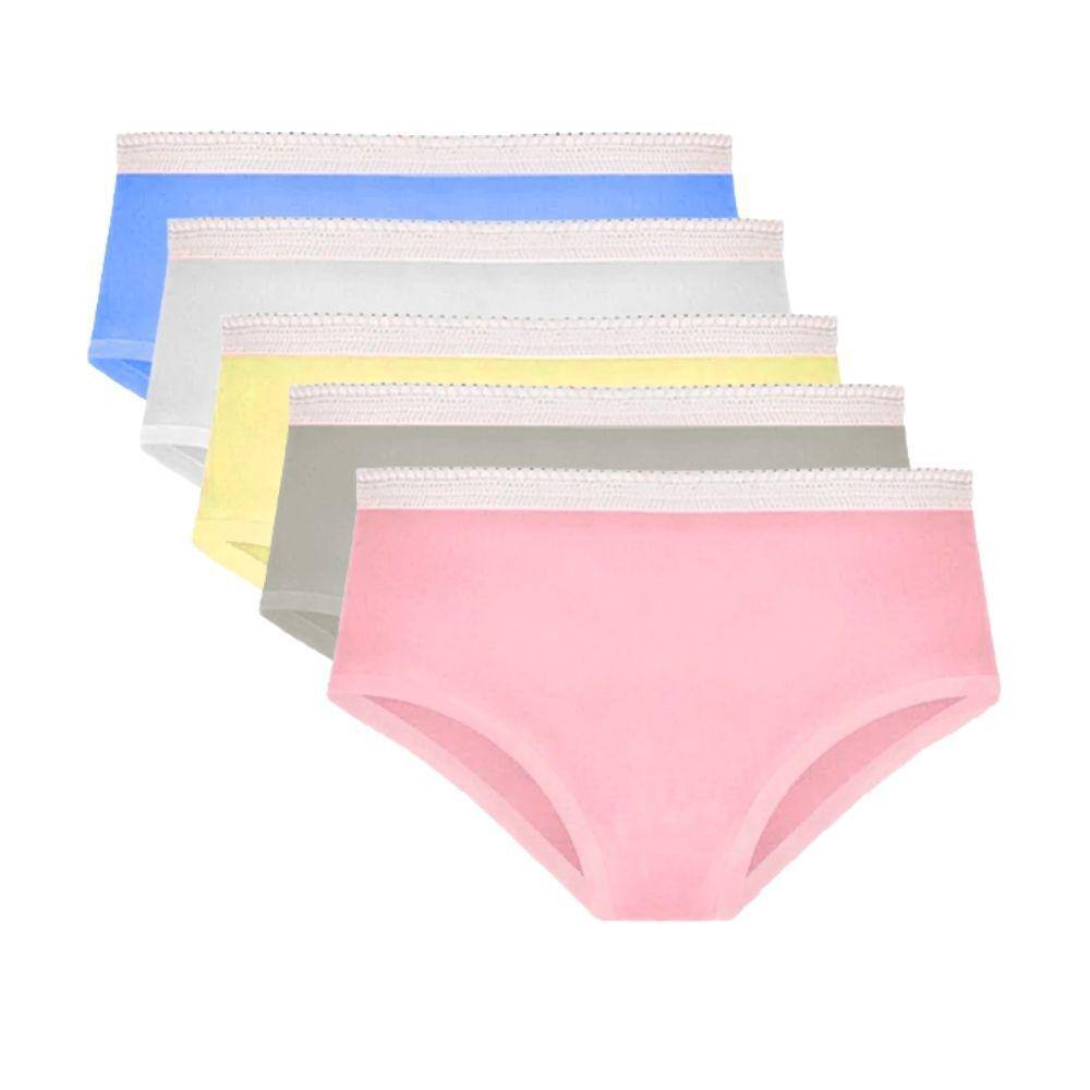 Kit com 5 Calcinhas Infantil Conforto Lisa Part.B Algodão Sortidas