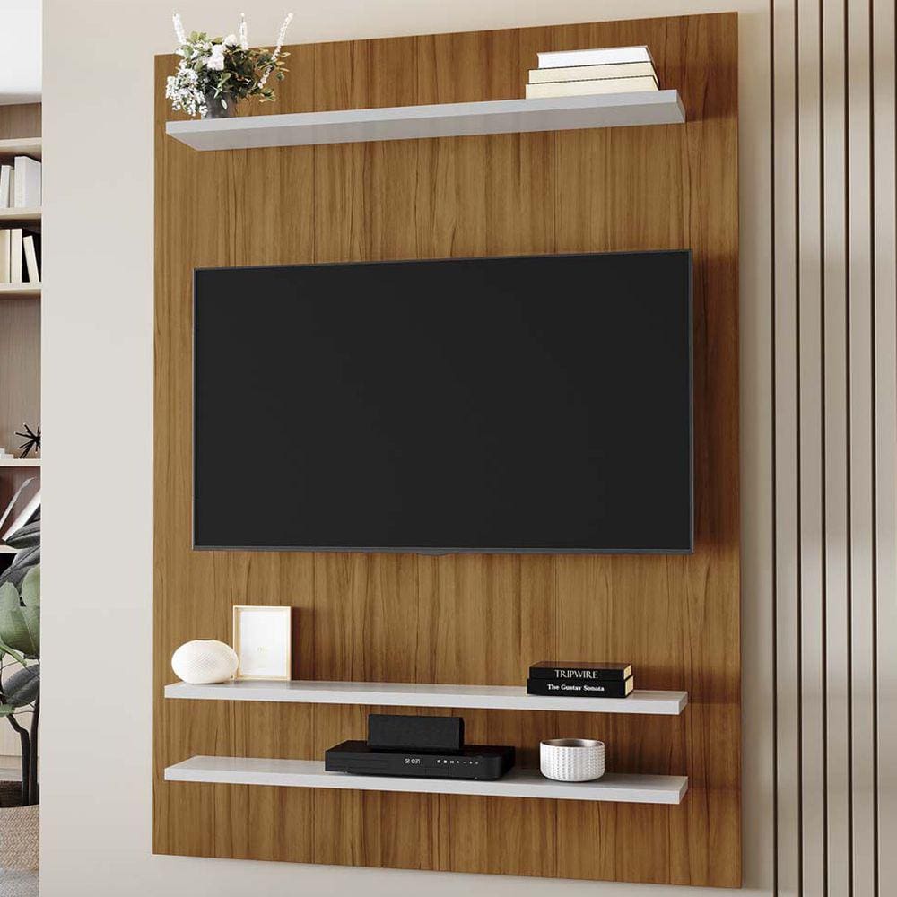 Painel Para Tv Até 50 Polegadas 3 Prateleiras Freijó Trend/off White Nt1195 - Notável - Marrom
