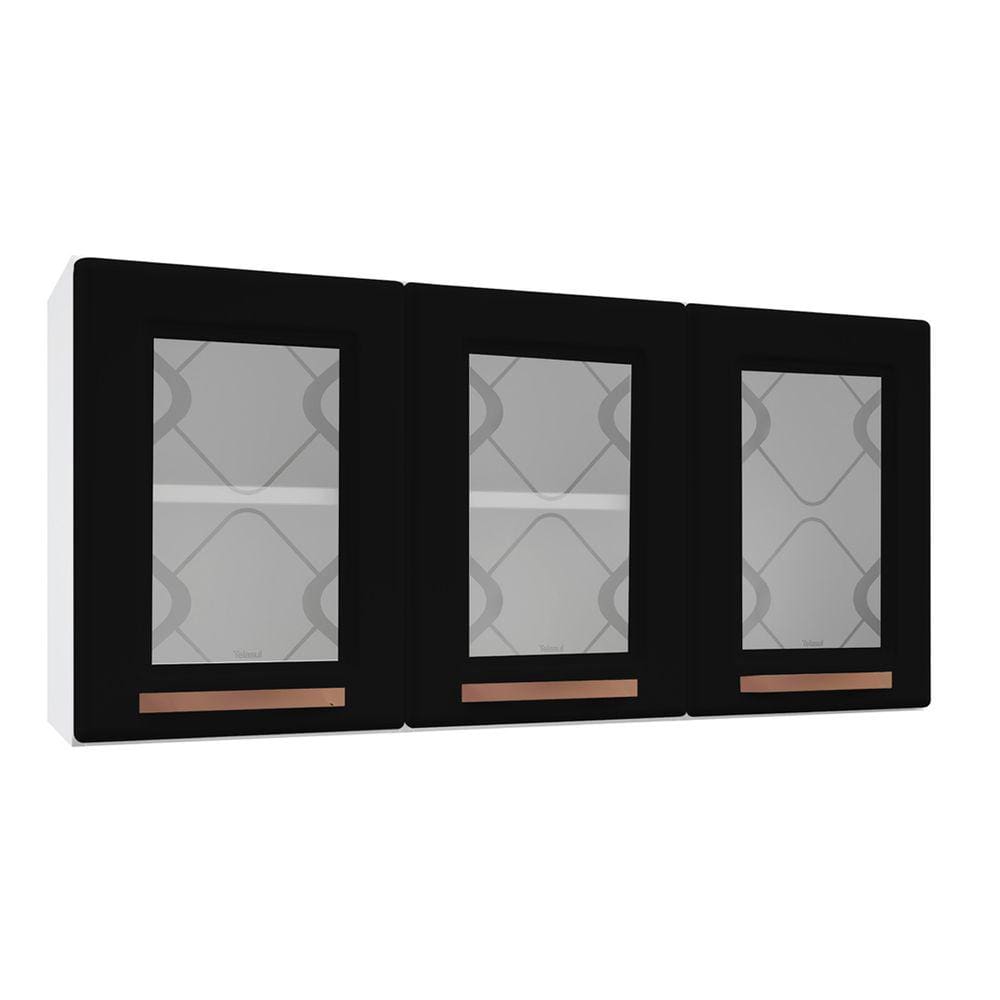 Armário Aéreo Cozinha Em Aço Mirage New 3 Portas 1 Prateleira Branco/preto - Telasul