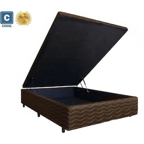 Cama Box Baú Casal Universal AColchões Matelado Marrom 41x138x188