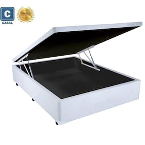 Cama Box Baú Solteiro Gold AColchões Síntetico Branco 41x138x188